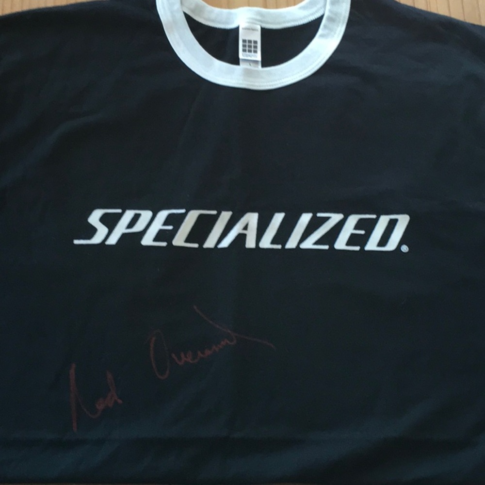 Specialized t-shirt signed by Ned Overend